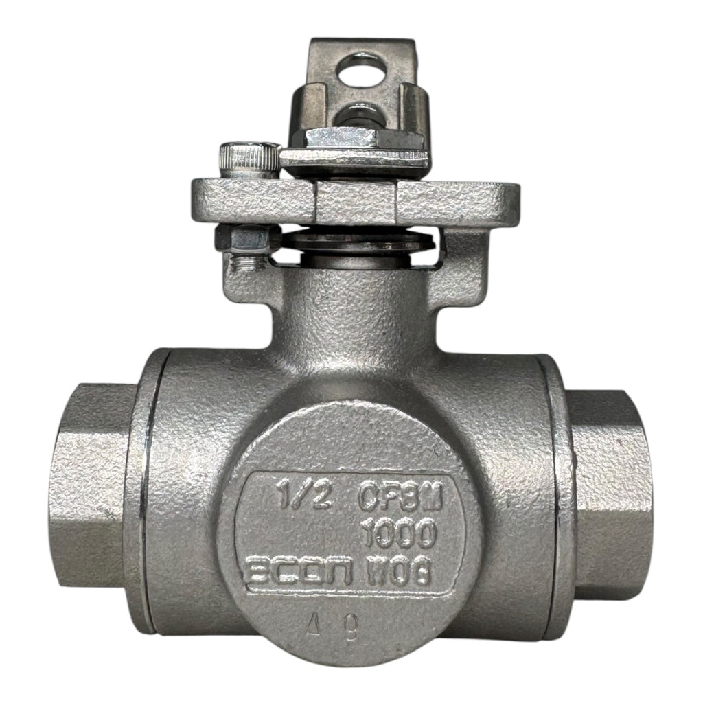 ECON Fig.7780 Kugelhahn 1/2” Edelstahl 3-Wege Ventil T-Bohrung ISO 228G PN63