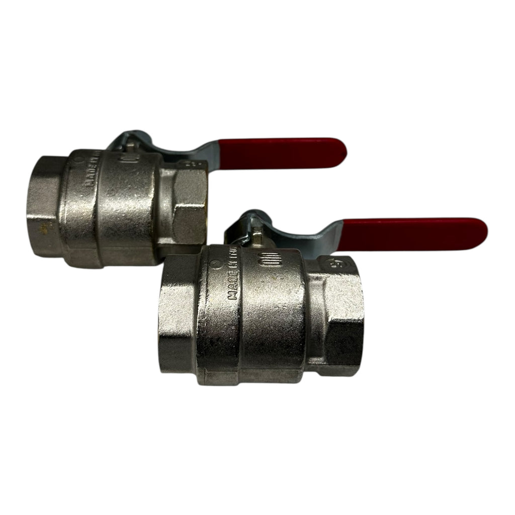 2x Kugelhahn DN32 PN50 Messing vernickelt Innengewinde Absperrventil