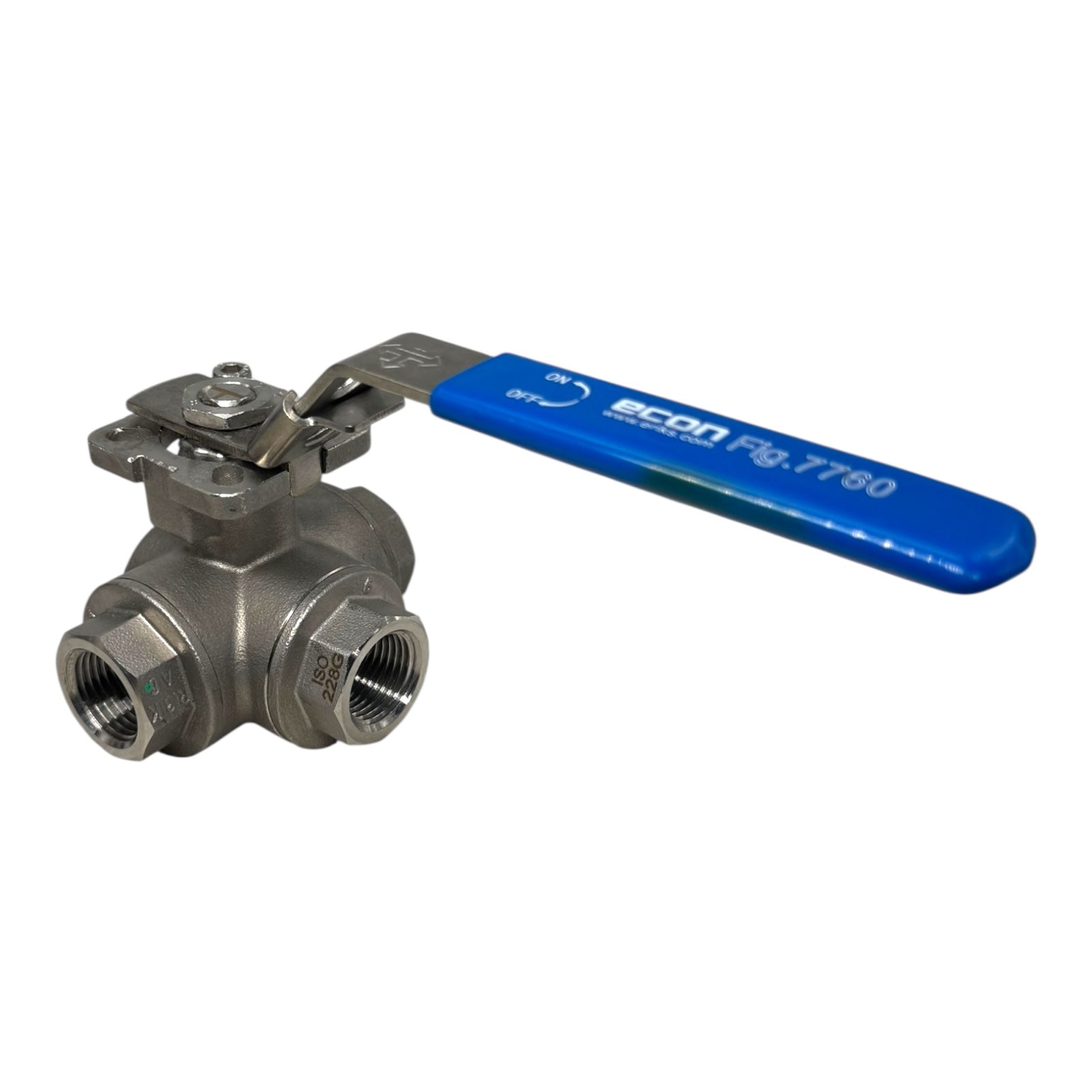 ECON Fig.7780 Kugelhahn 1/2” Edelstahl 3-Wege Ventil T-Bohrung ISO 228G PN63