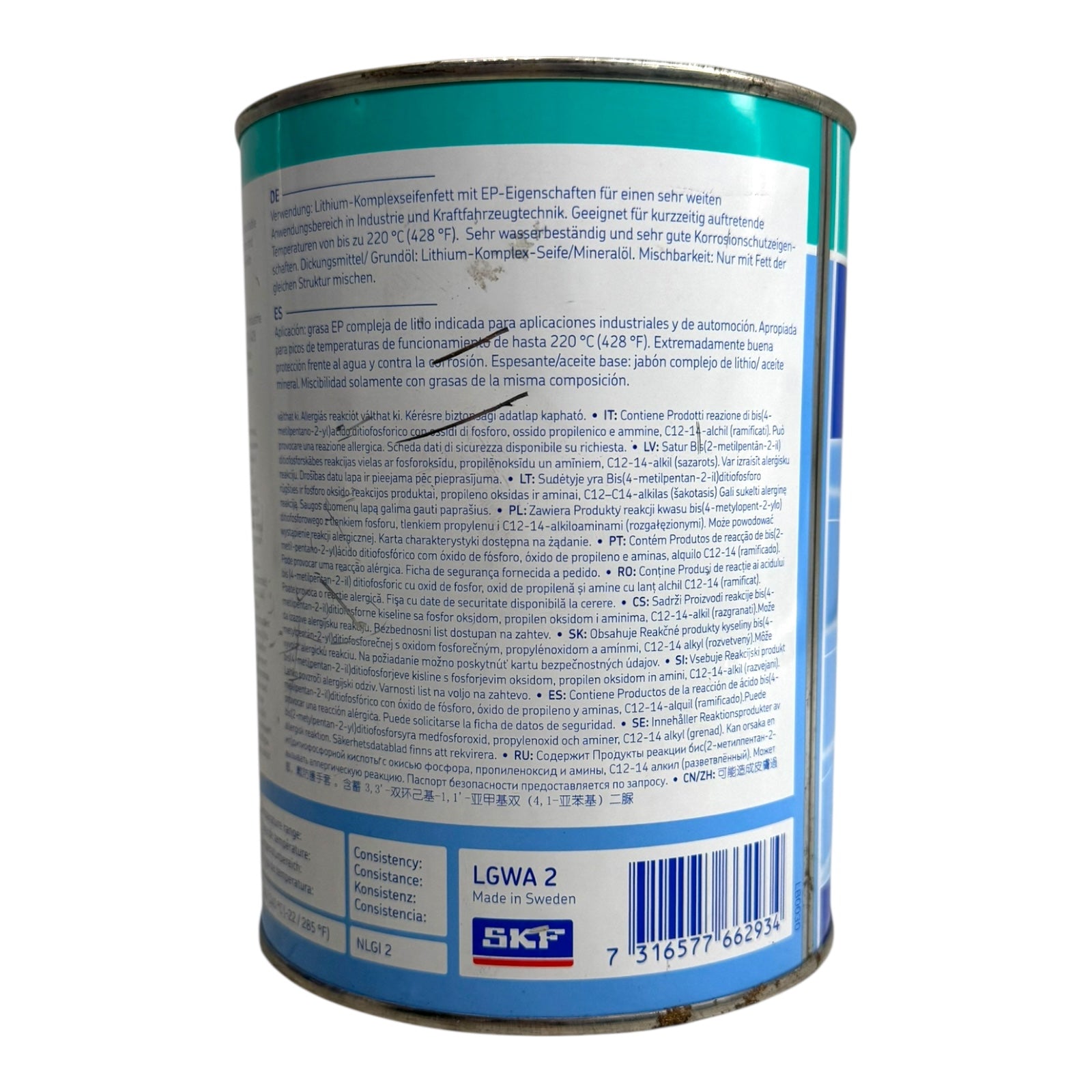 SKF LGWA 2/1 Hochleistungsfett 1 kg Wälzlagerfett -40 bis +140 °C NLGI 2