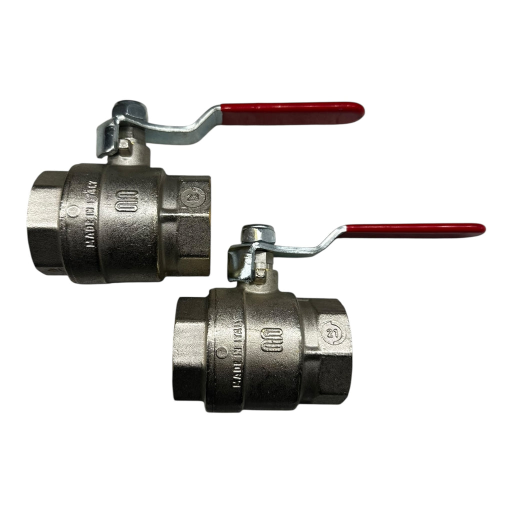 2x Kugelhahn DN32 PN50 Messing vernickelt Innengewinde Absperrventil