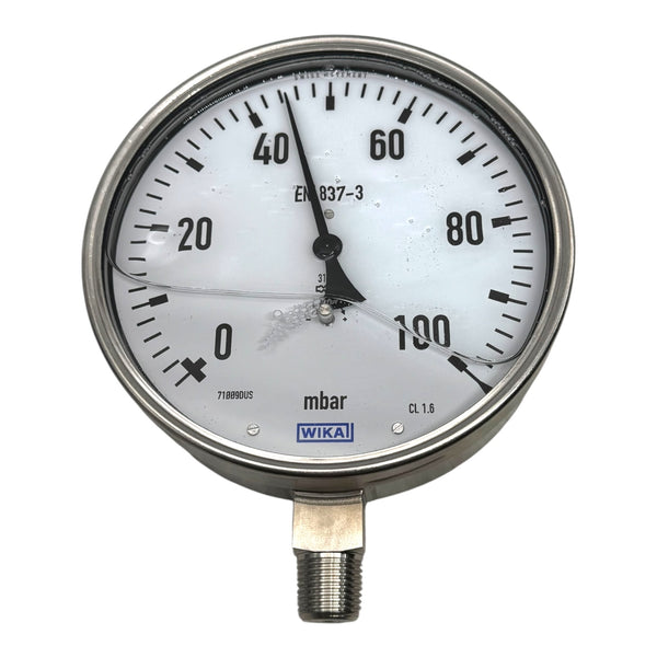 WIKA Manometer 633.50.160 Ø160mm 0–100 mbar 1/2” NPT EN837-3