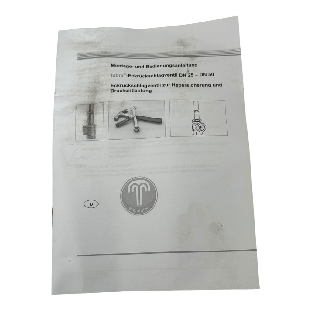 Tuxhorn Rückschlagventil 607.39.40.00 PN10 1 1/2" Eckventil Heberschutz Rapsöl