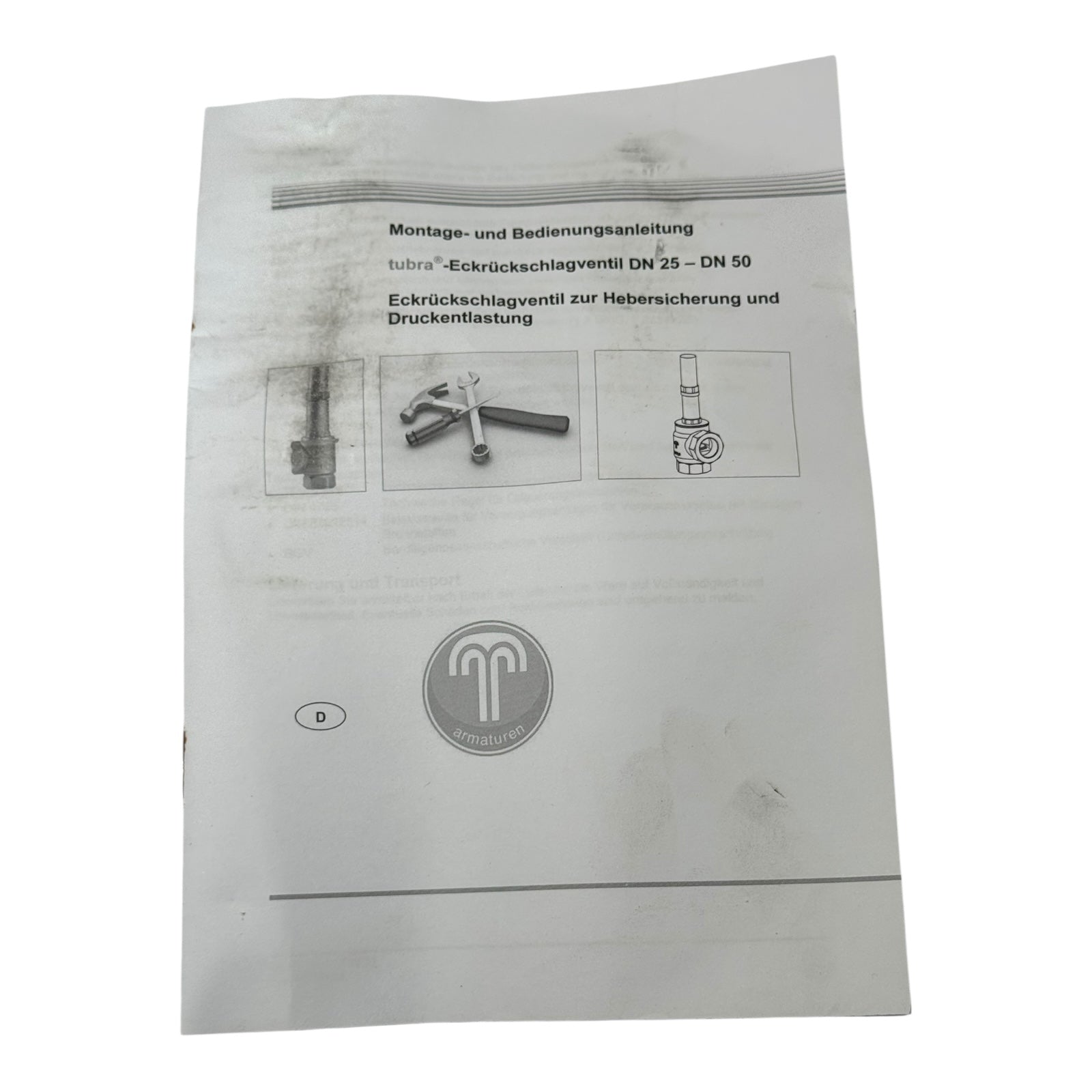 Tuxhorn Rückschlagventil 607.39.40.00 PN10 1 1/2" Eckventil Heberschutz Rapsöl