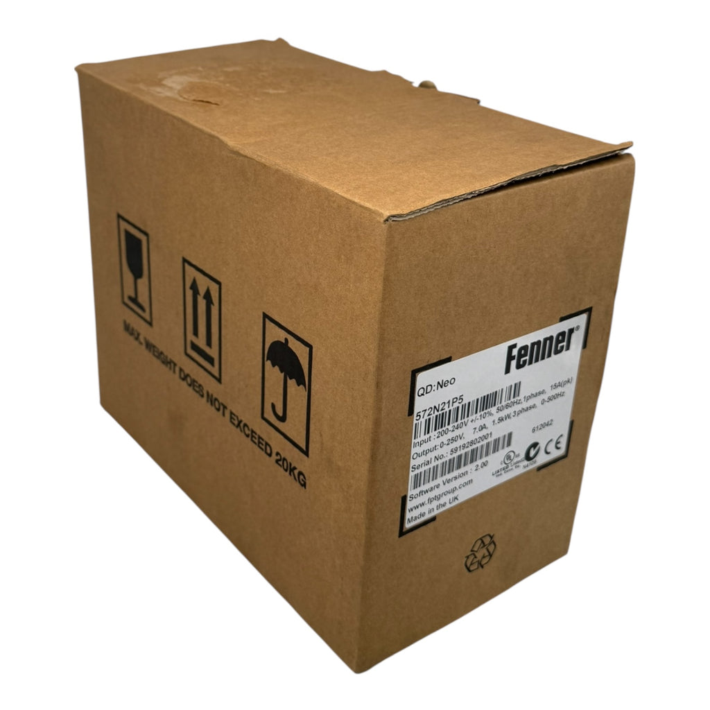 Fenner QD:Neo 572N21P5 Frequenzumrichter 1,5kW 200-240V 7A 0-500Hz UNUSED SW2.00