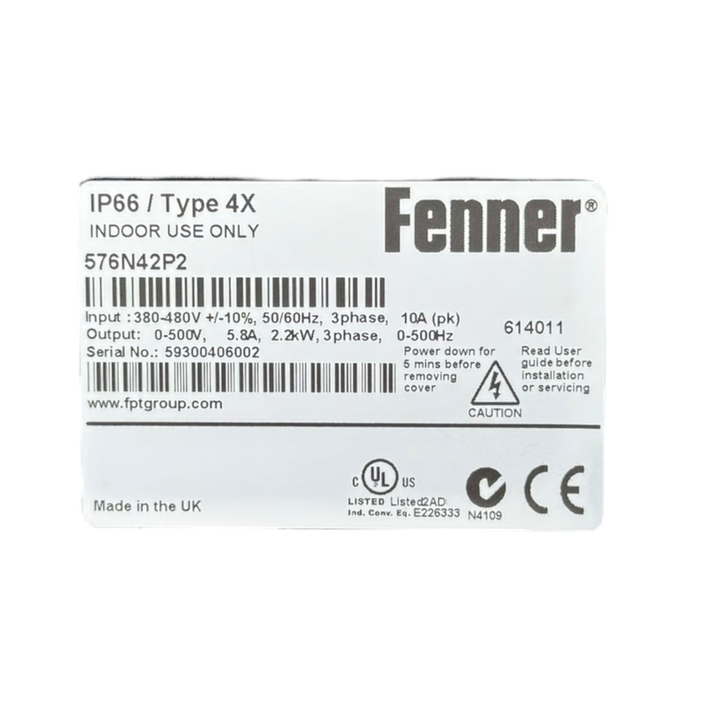 Fenner Frequenzumrichter 576N42P2 2,2kW 3-phasig 500V IP66 QD:Neo Unused