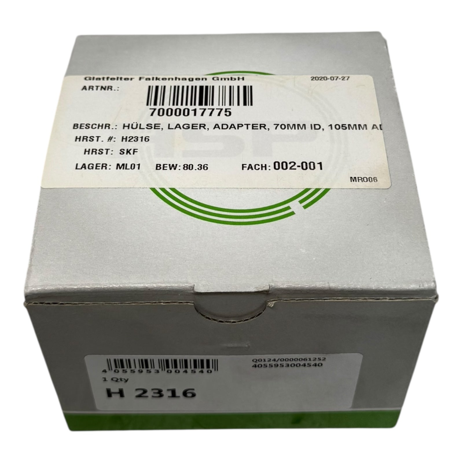 SKF H2316 Adapterhülse 70 x 105 x 78 mm M80 × 2 KM16 MB16 Stahl