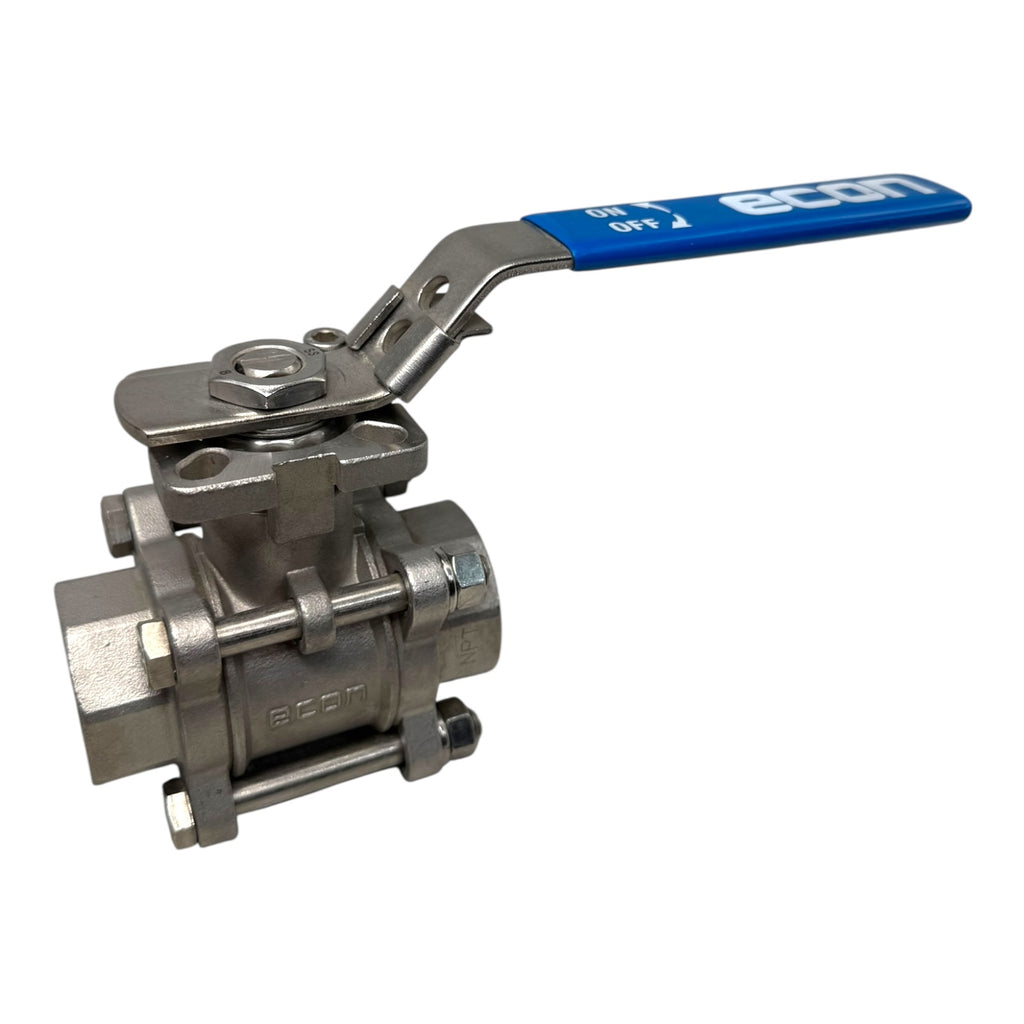 Econ Edelstahl Kugelhahn 1” 3-teilig PN69 1000 WOG Innengewinde Ball Valve