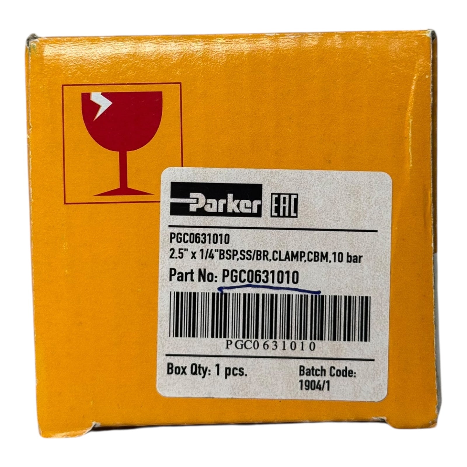 Parker Manometer PGC0631010 Ø63mm 0–10 bar Edelstahl Clamp CBM BSP 1/4”