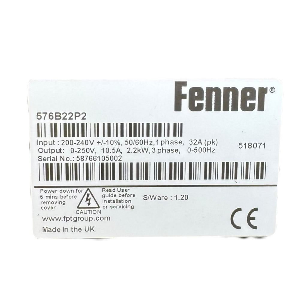 Fenner Frequenzumrichter 576B22P2 10,5A 2,2kW 200-240V 3PH S/W1.2 UNUSED
