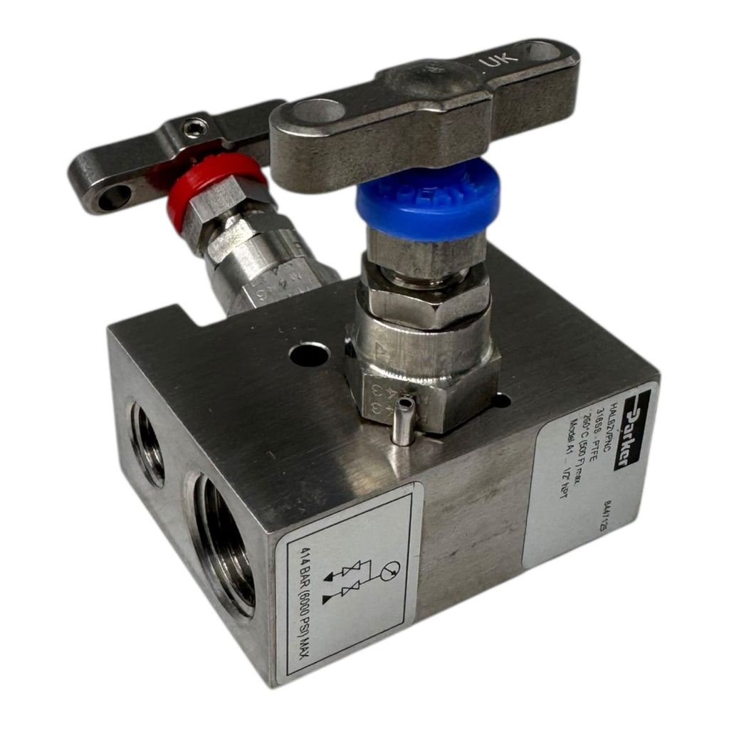 PARKER HALS2VPNC 2-Wege Manifold 1/2" NPT 414bar 316SS 260°C