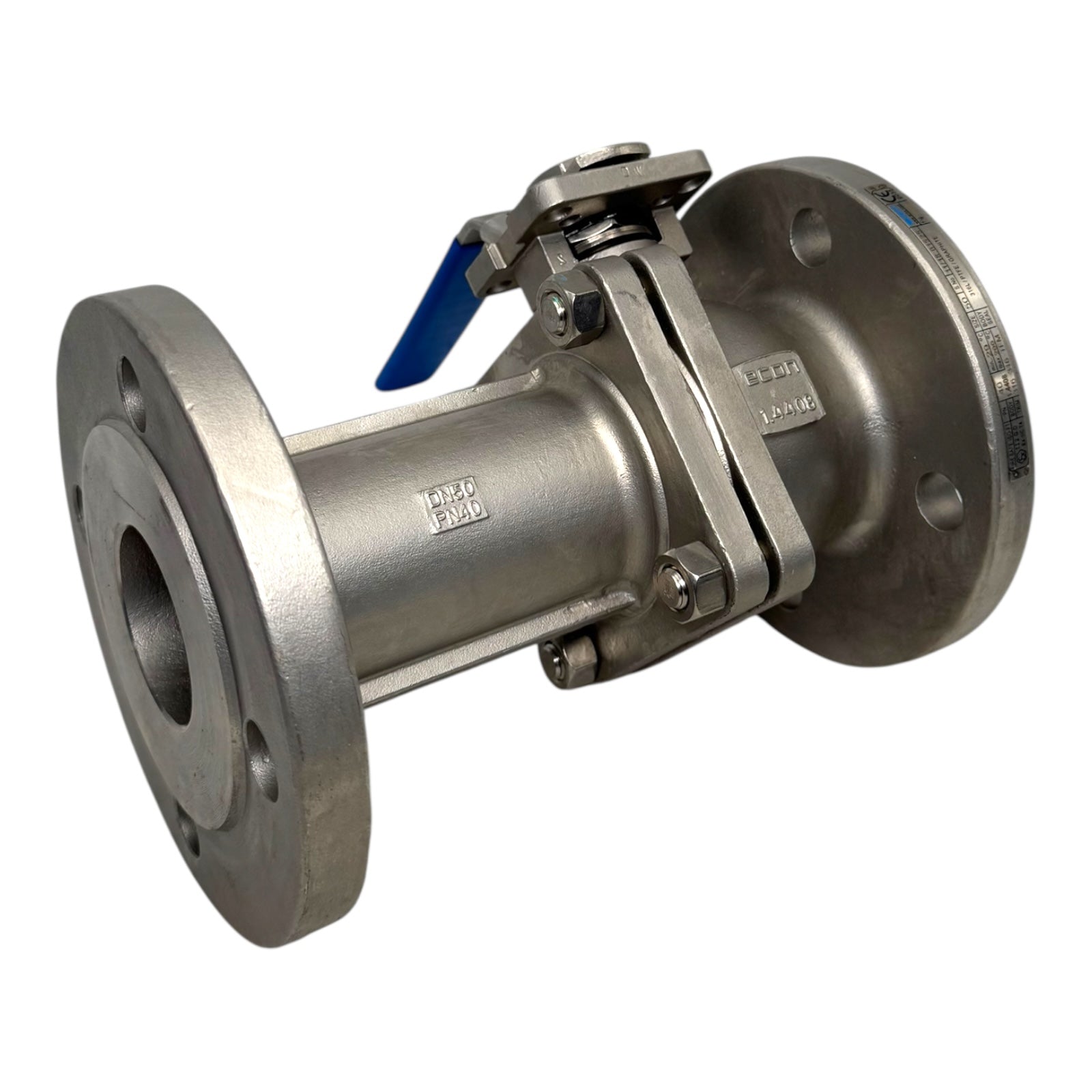 Econ 7288 Kugelhahn DN50 PN40 Edelstahl 1.4408 Feuersicherer Flansch PTFE EX