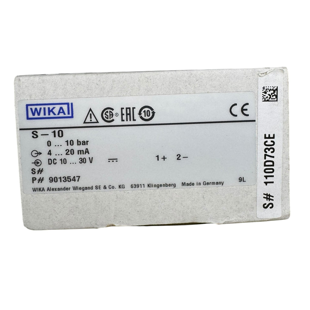 WIKA S-10 Drucktransmitter 10bar 4–20mA 1/2” NPT 9013547 Sensor