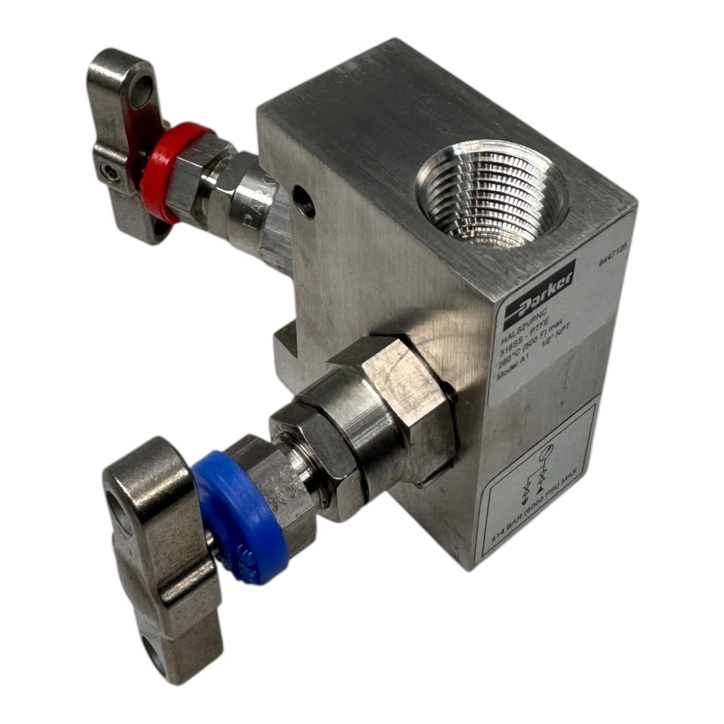 PARKER HALS2VPNC 2-Wege Manifold 1/2" NPT 414bar 316SS 260°C