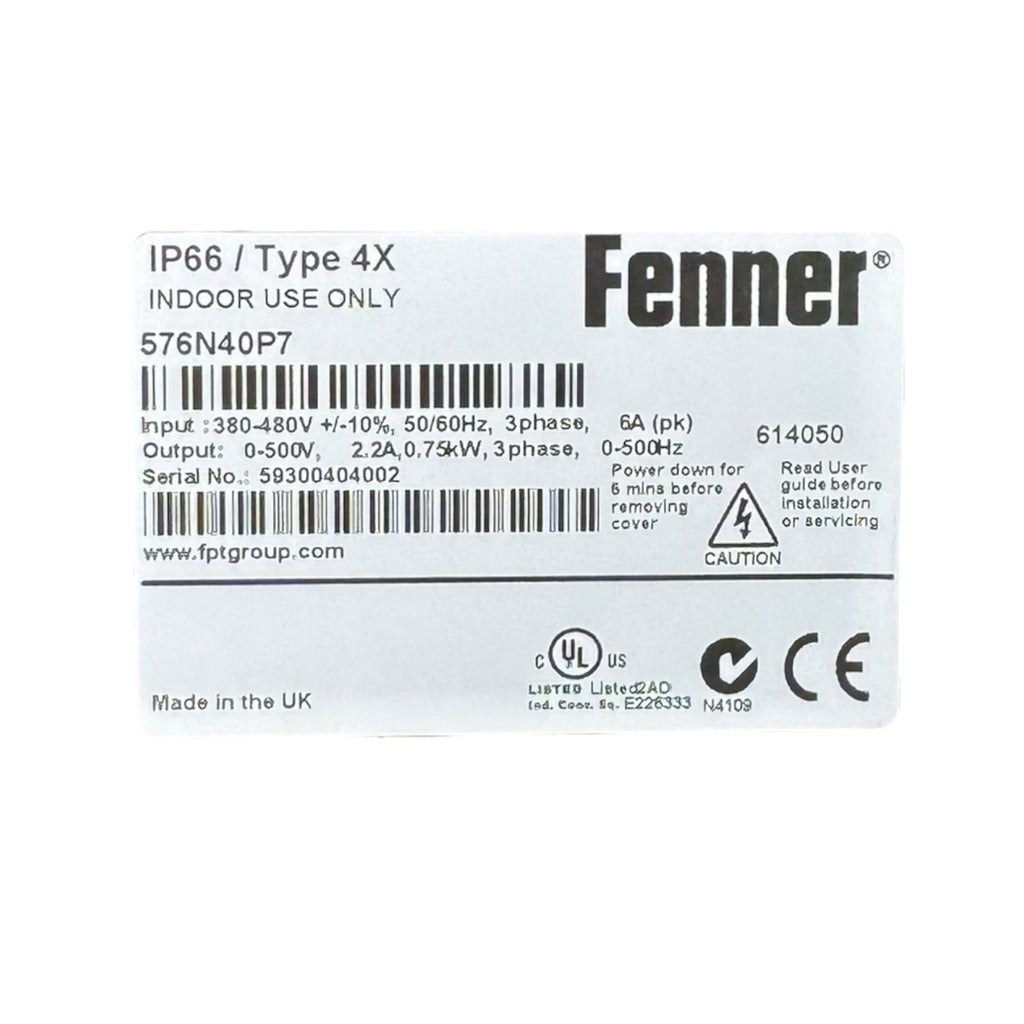 Fenner QD:Neo 576N40P7 Frequenzumrichter 0,75kW 380-480V IP66 2,2A 3PH UNUSED