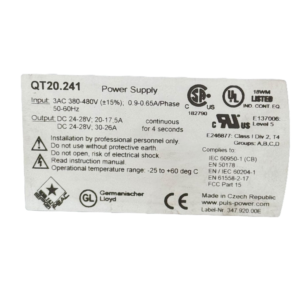Puls QT20.241 Netzteil 24–28V DC 20–26A 380–480V AC DIN Rail Power Supply