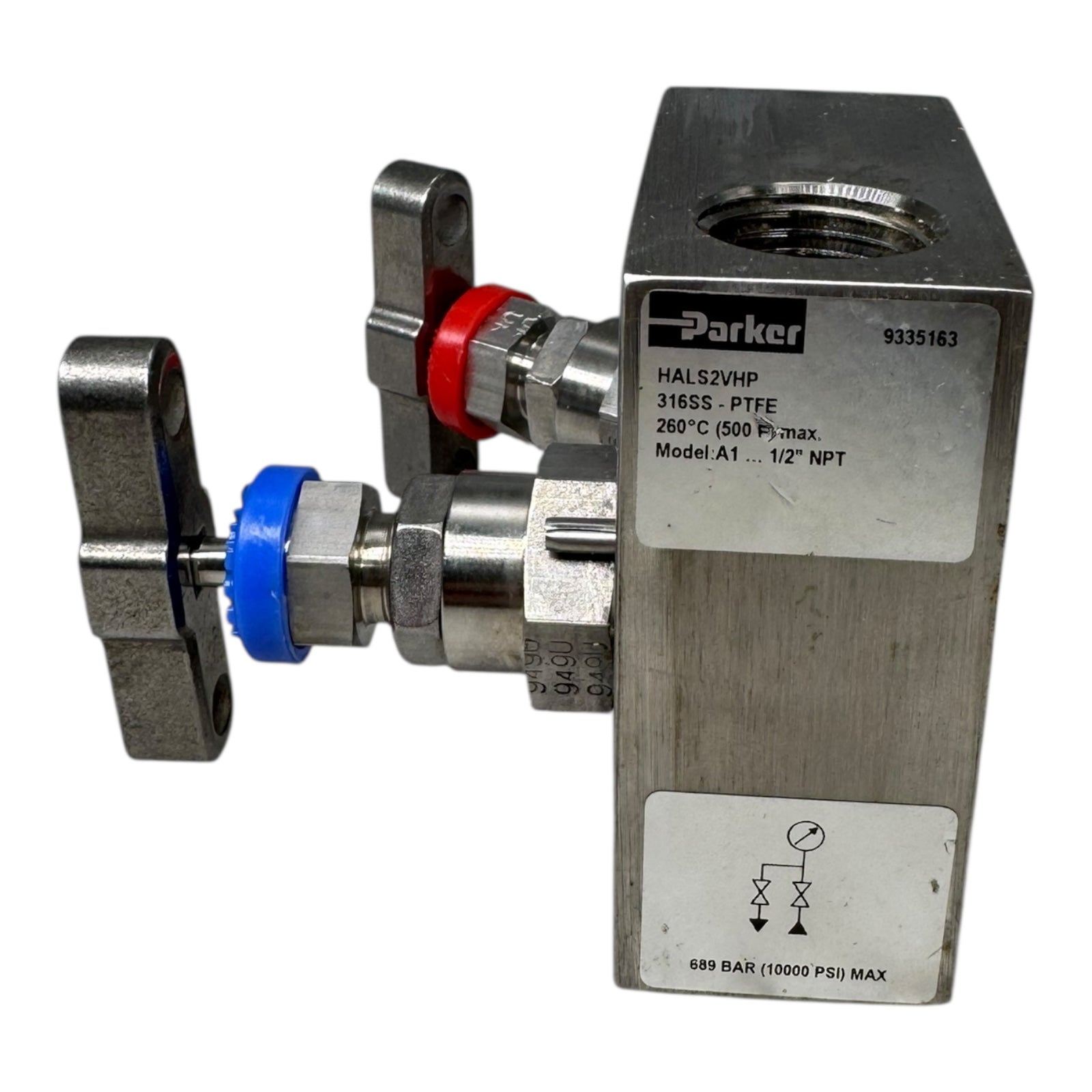 Parker HALS2VHP 2-Wege-Manifoldventil 1/2" NPT 316SS 260°C 689bar 10000psi