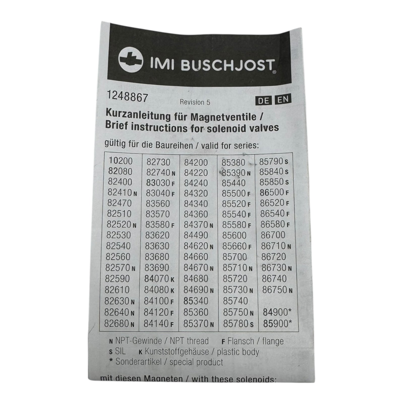 IMI Buschjost 8251040.9151.02400 G¼ 2/2-Wege Magnetventil 3 mm 0‑20 bar 24V