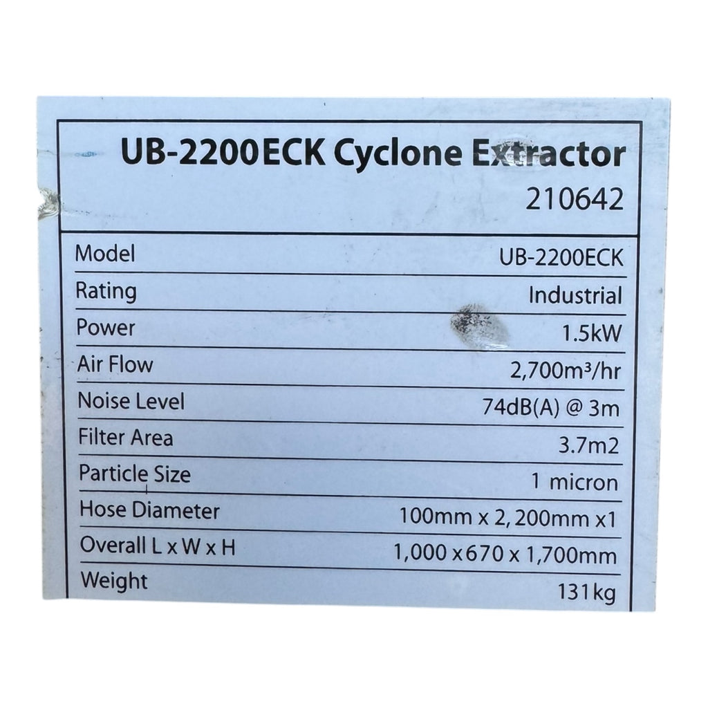 Axminster UB-2200ECK Zyklonabscheider Absaugung 1,5kW 2700m³/h 74dB