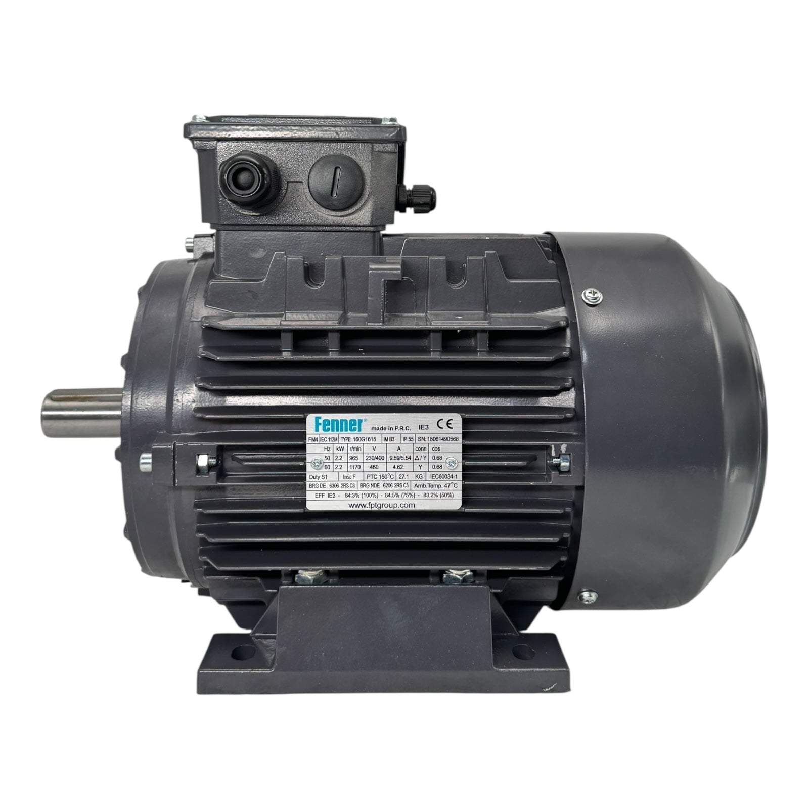 Fenner Elektromotor 2,2kW 112M-6 B3 IE3 230/400V 965rpm IP55 50Hz / 60Hz Unused
