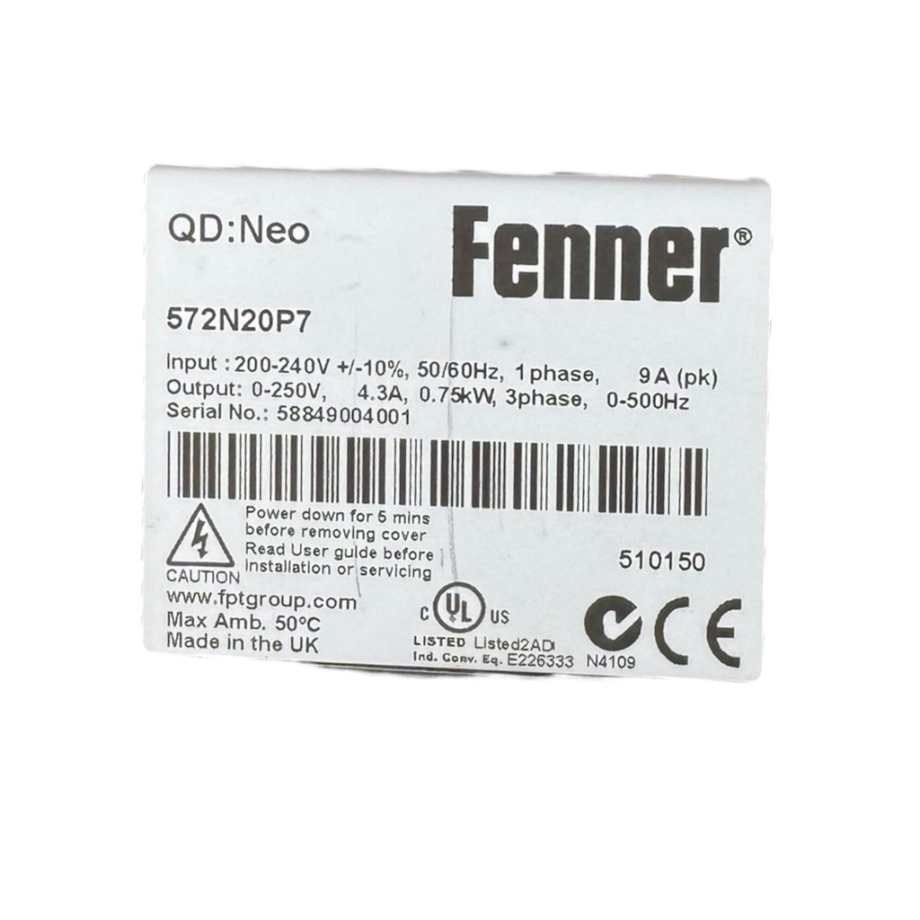 Fenner QD:Neo 572N20P7 Frequenzumrichter 0,75kW 200-240V 4,3A 3PH UNUSED