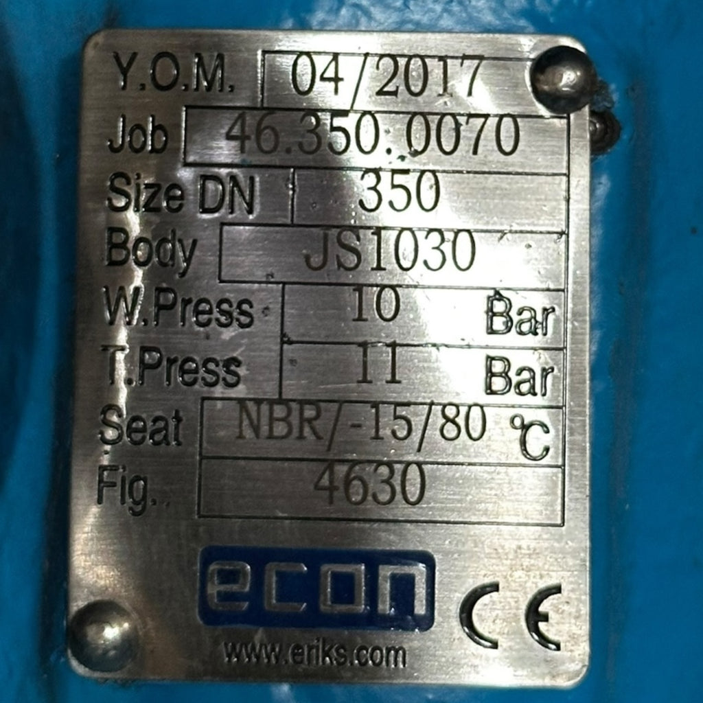 ECON 4630 Absperrklappe DN350 PN10 Edelstahl 1.4408 NBR Sitz JS1030 10 bar neu