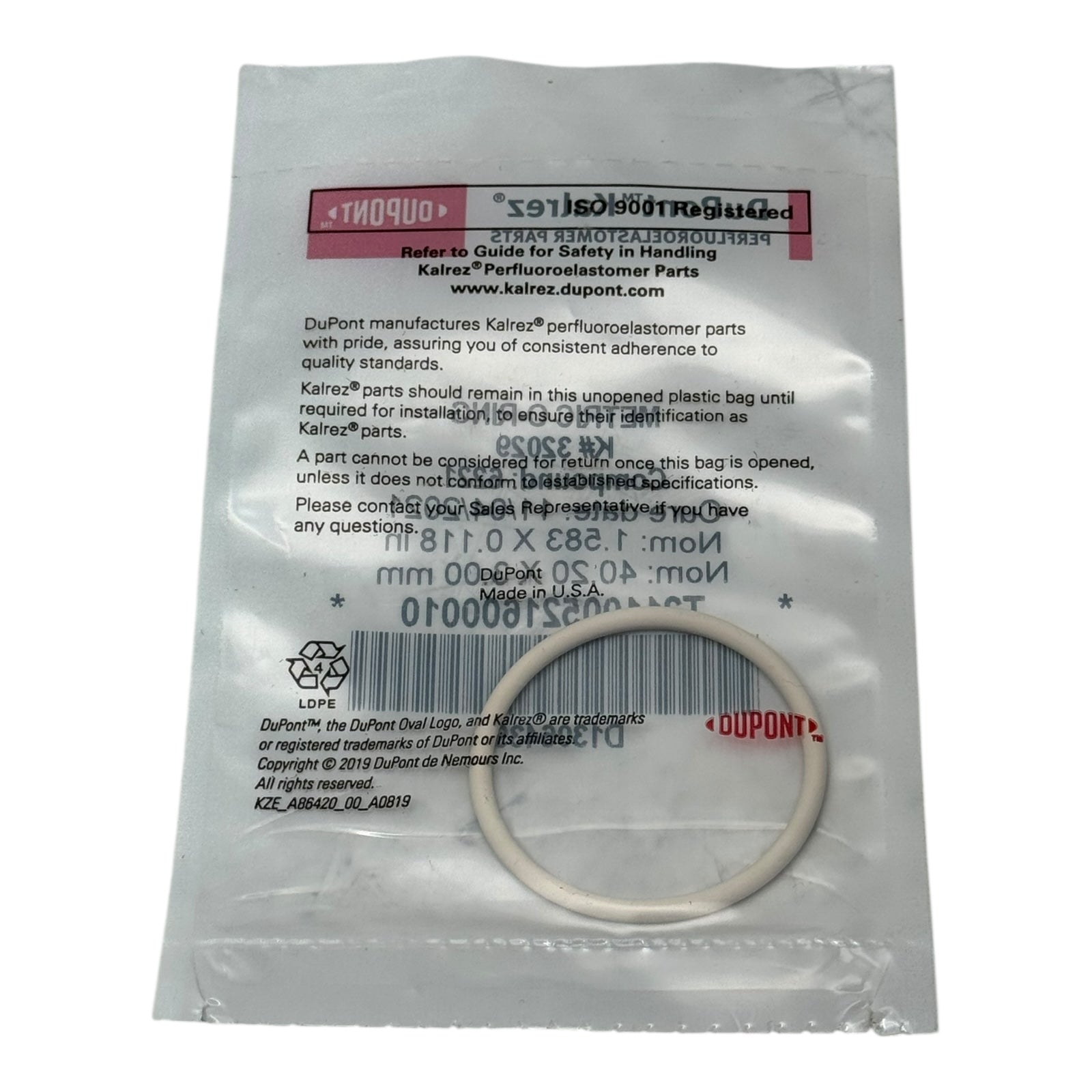 DuPont Kalrez K32029 O-Ring 40,2×3 mm 6221 Perfluoroelastomer FFKM Dichtung
