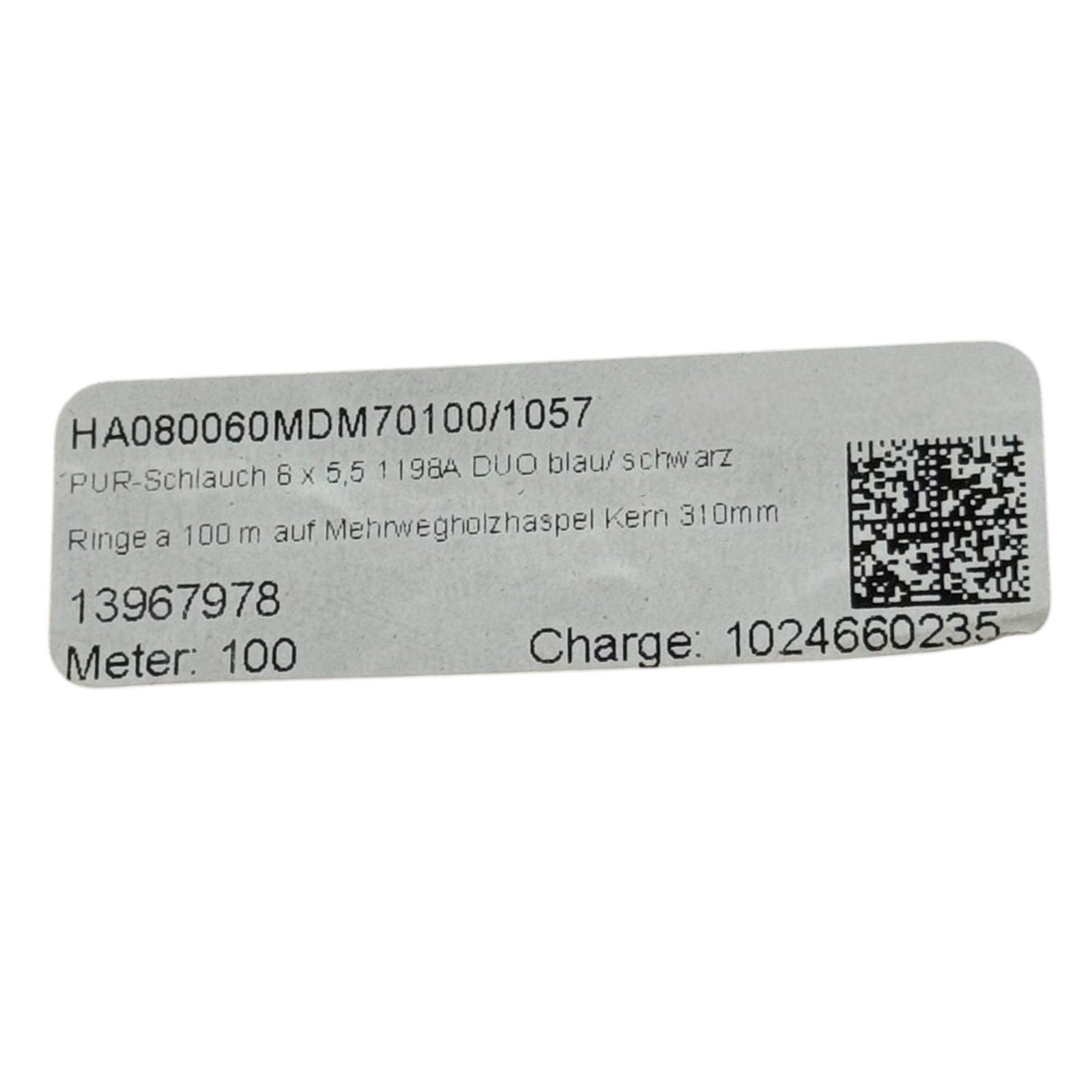 PUR-Schlauch HA080060MDM70100 6x5,5mm DUO blau/schwarz 100m Rolle Pneumatik