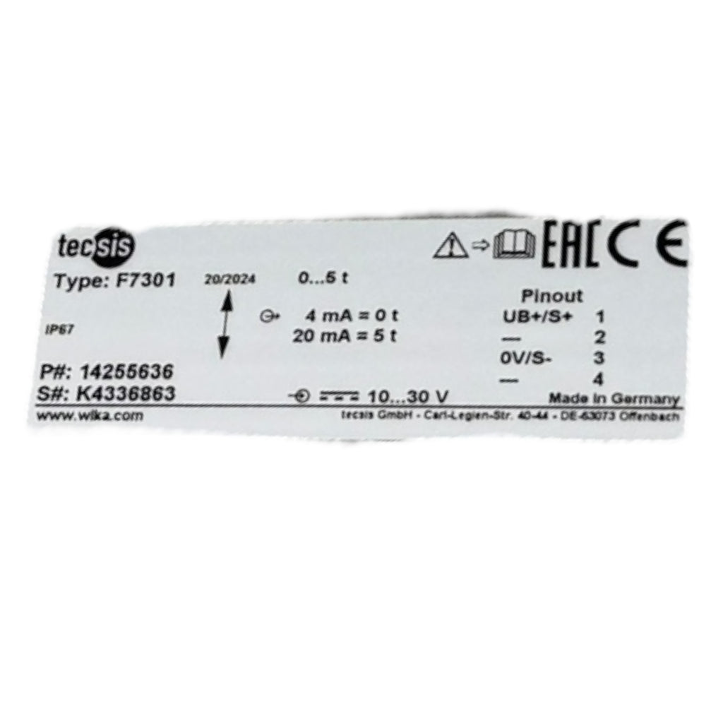 Tecsis F7301 14255636 Wägezelle 5t Edelstahl Load Cell 4–20mA IP67 Industrie