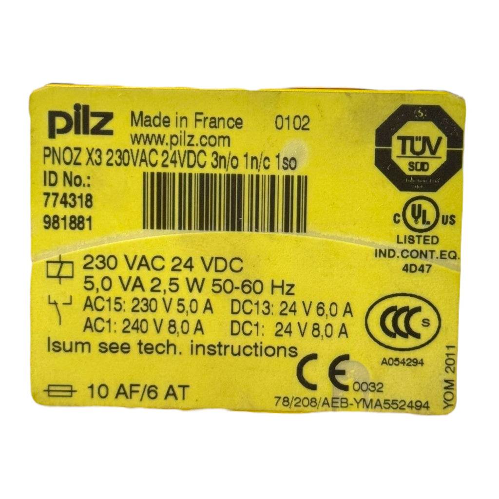 Pilz PNOZ X3 Sicherheitsrelais 774318 230VAC 24VDC 3no 1nc