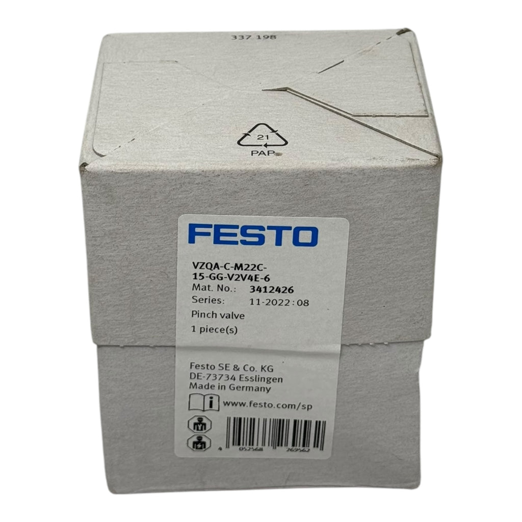 Festo Quetschventil VZQA-C-M22C-15-GG-V2V4E-6 DN15 PN10 EPDM Edelstahl