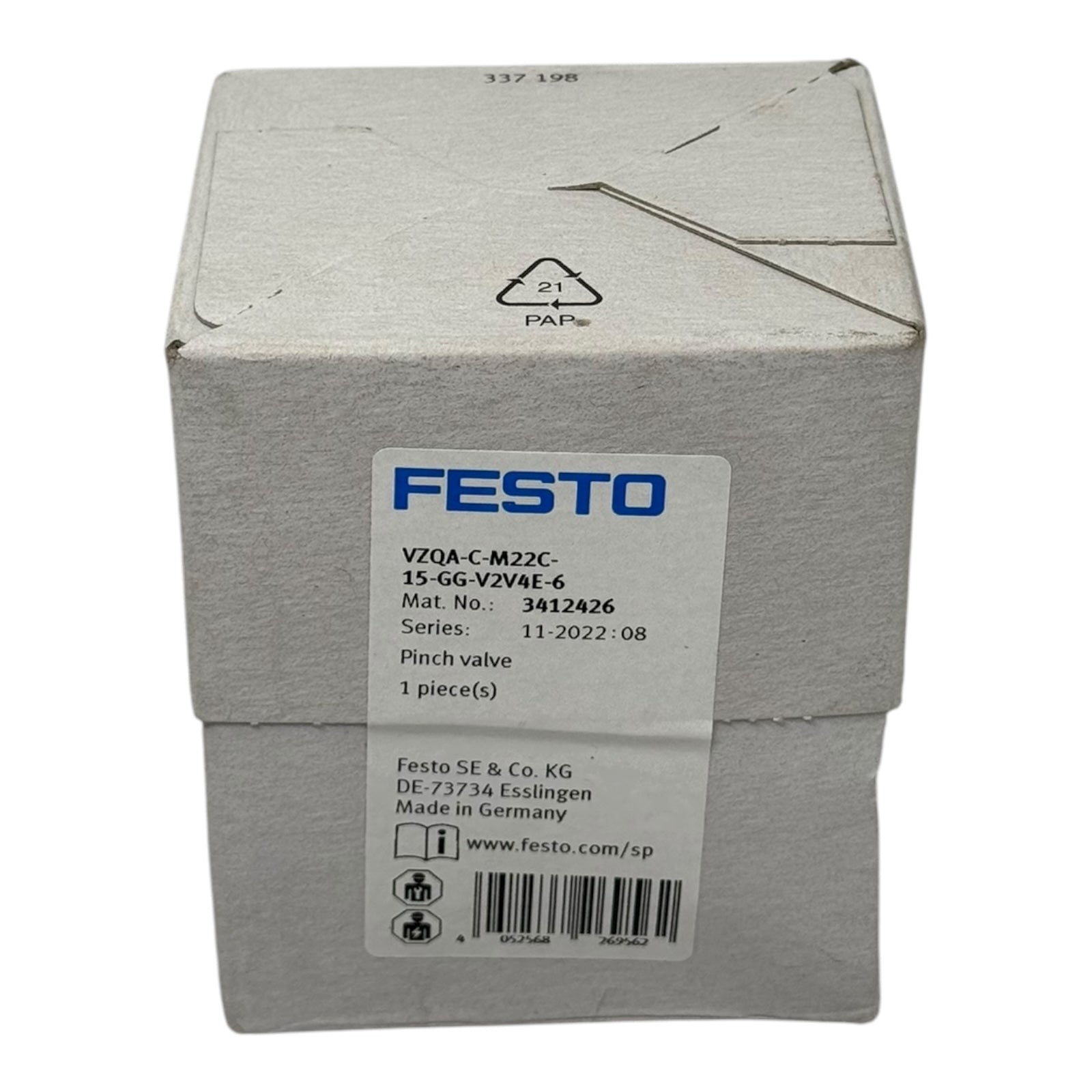 Festo Quetschventil VZQA-C-M22C-15-GG-V2V4E-6 DN15 PN10 EPDM Edelstahl