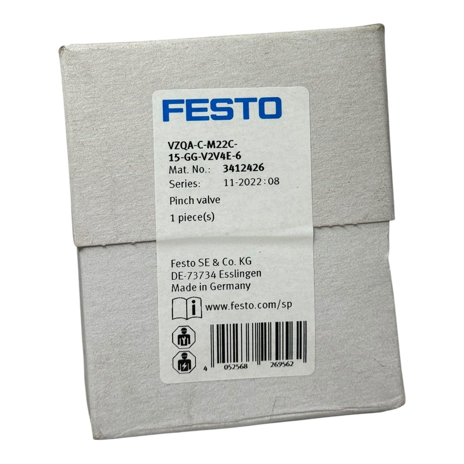 Festo Quetschventil VZQA-C-M22C-15-GG-V2V4E-6 DN15 PN10 EPDM Edelstahl