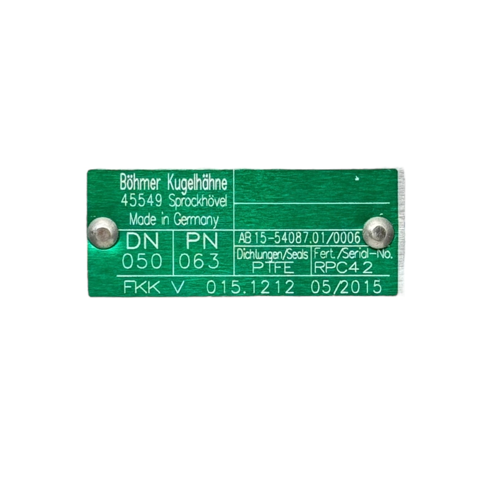 Böhmer Kugelhahn FKKV 015.1212 DN50 PN63 Flanschventil 2” P-TFE RPC42 Stahl