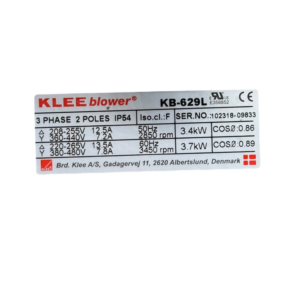 KLEEblower KB-629L Seitenkanalverdichter 3,4/3,7kW 3-Phasen Gebläse IP54