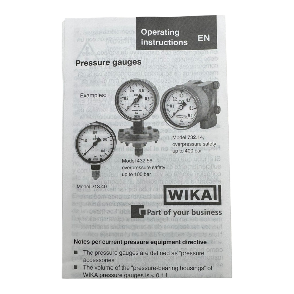 WIKA 233.50.100 Manometer 6 bar G1/2B unten 316L Edelstahl Druckmesser