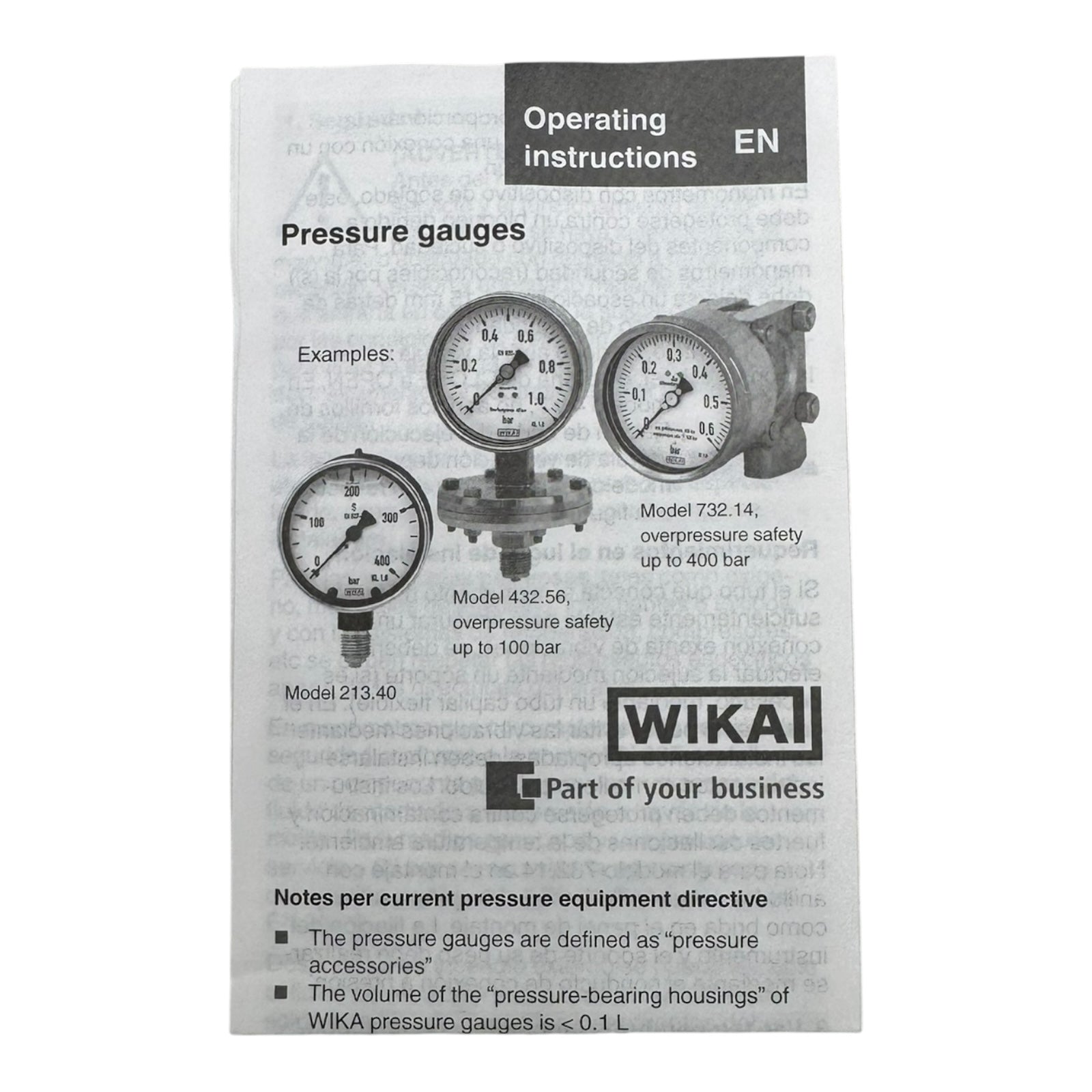 WIKA 233.50.100 Manometer 6 bar G1/2B unten 316L Edelstahl Druckmesser