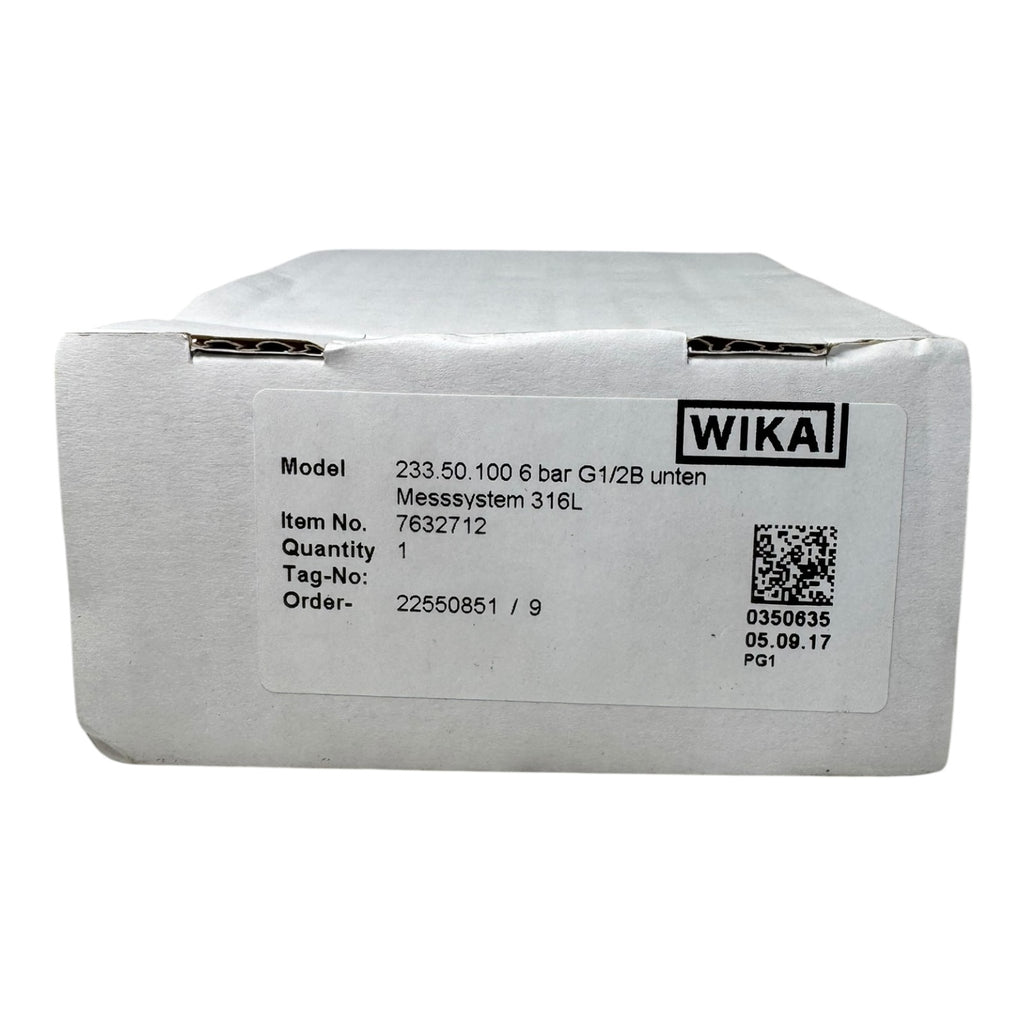 WIKA 233.50.100 Manometer 6 bar G1/2B unten 316L Edelstahl Druckmesser