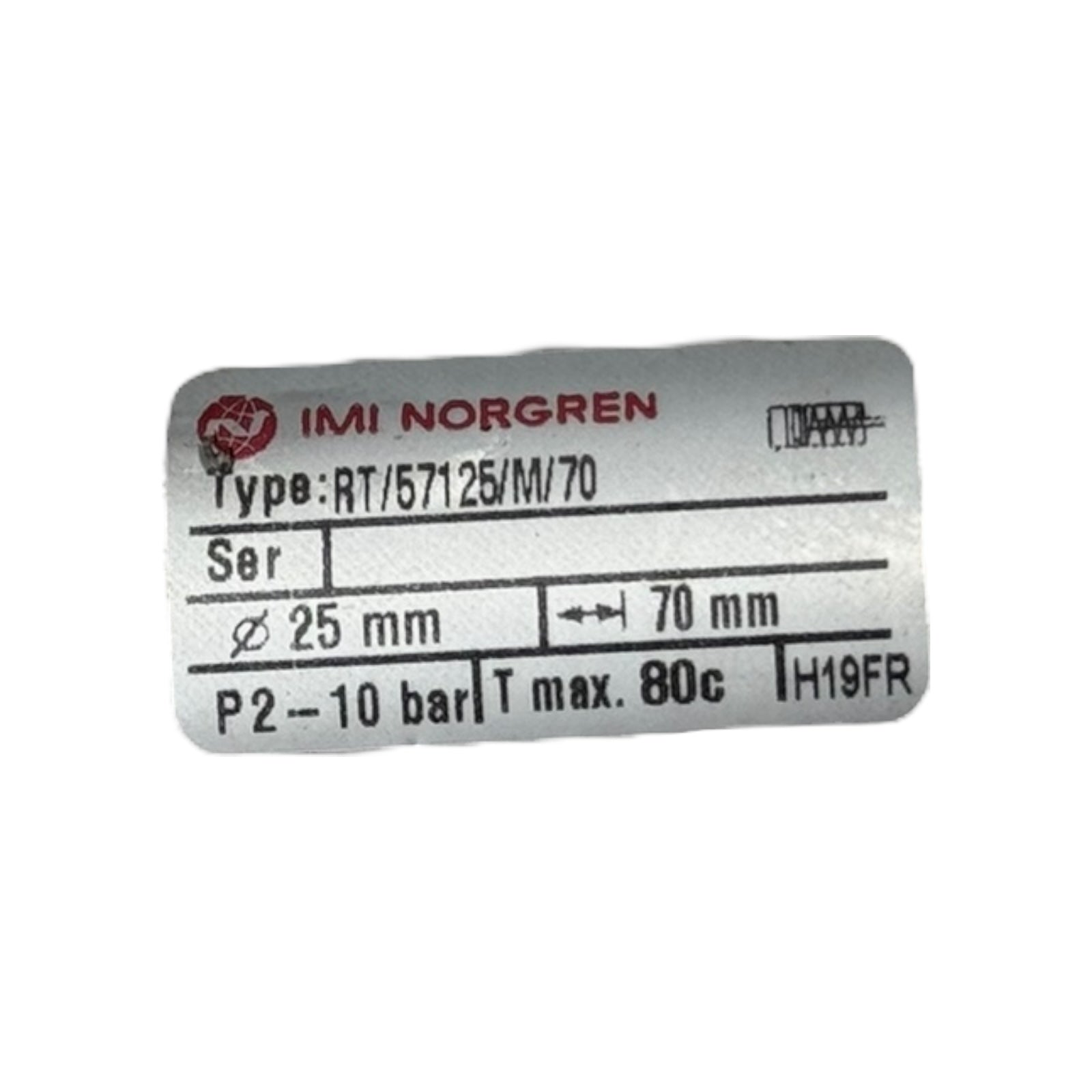 Norgren RT/57125/M/70 Pneumatikzylinder Ø25mm Hub 70mm Edelstahl 10bar
