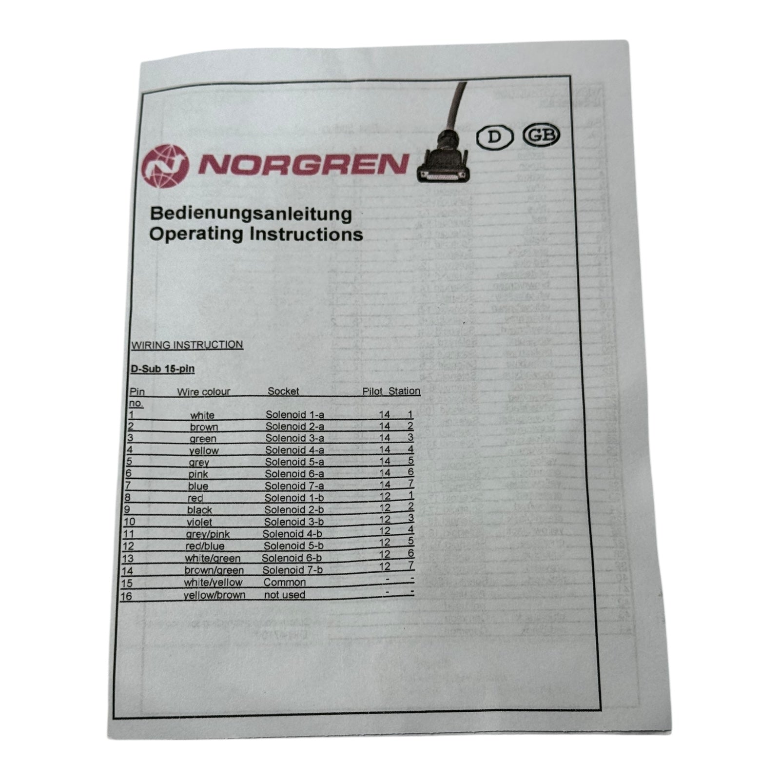 IMI Norgren V11569-E03 Anschlusskabel L22DPIP 15-pol D-Sub Stecker Pneumatik
