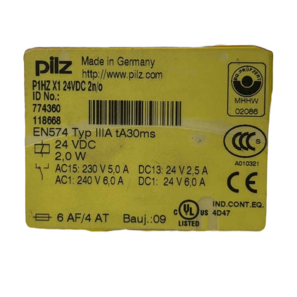 Pilz P1HZ X1 Sicherheitsrelais 24VDC 2n/o EN574 Typ IIIA 774306