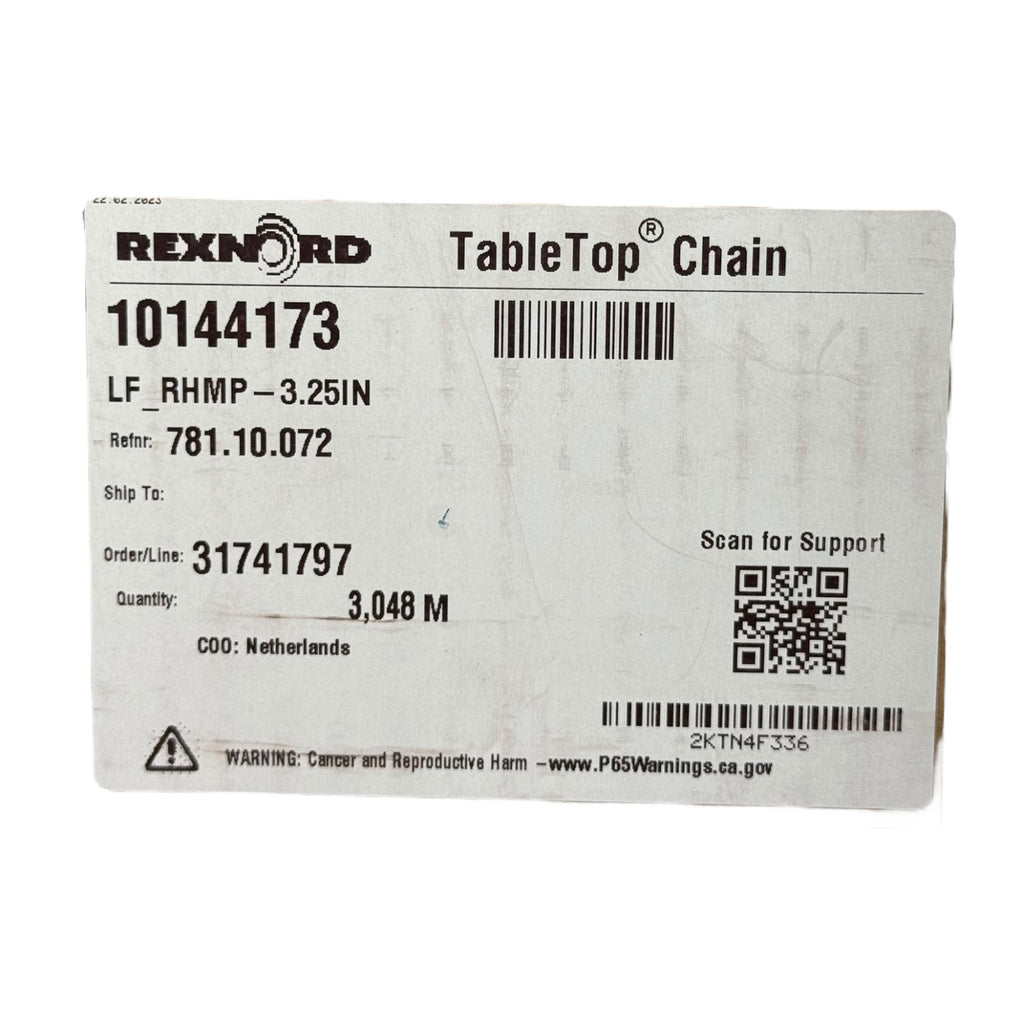 Rexnord TableTop Chain LF_RHMP 3.25IN 10144173 Kunststoff-Förderkette 3,048m