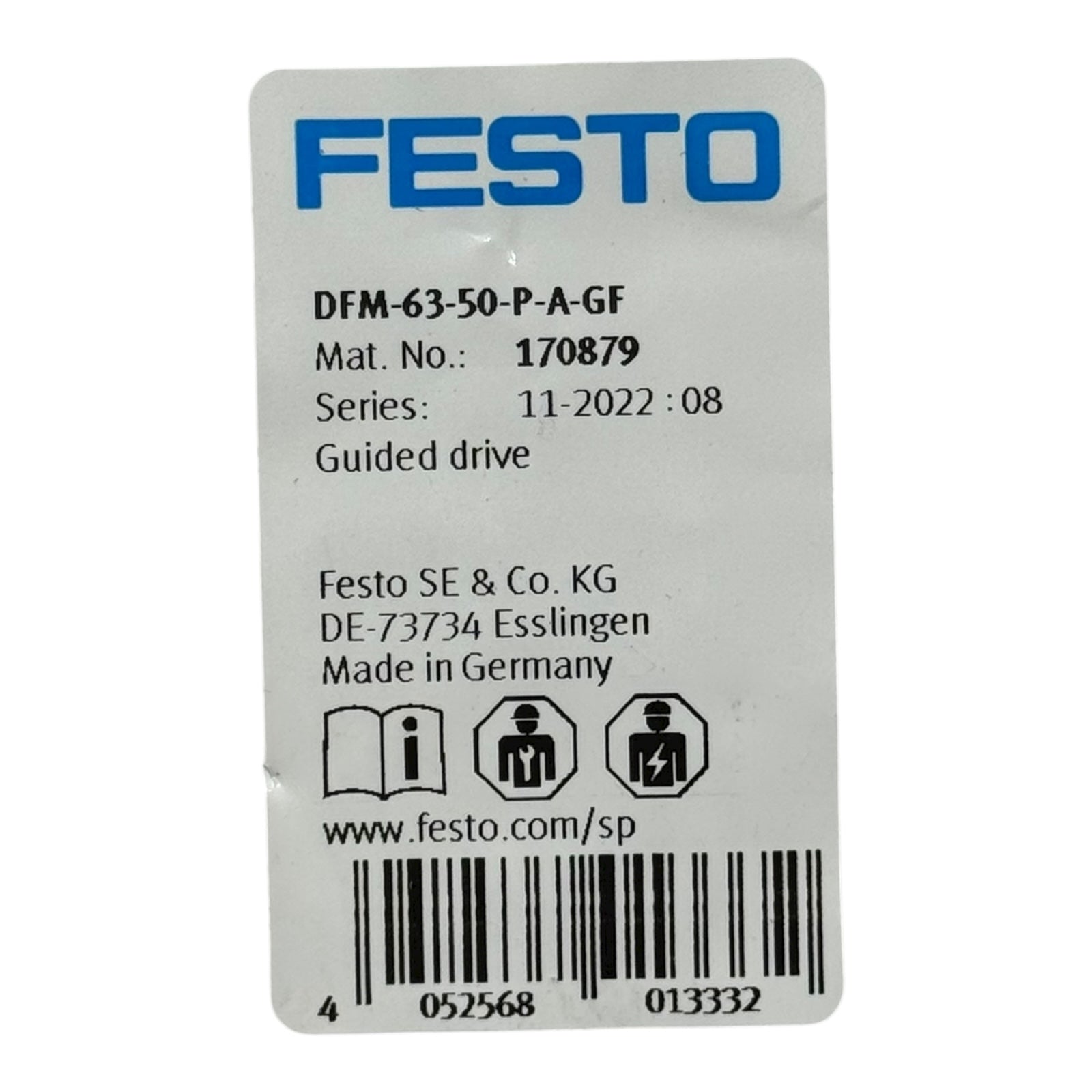Festo DFM-63-50-P-A-GF Führungseinheit Zylinder 63mm Hub 50mm Pneumatik 170879