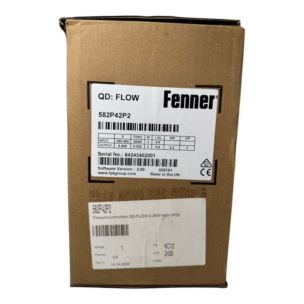 Fenner QD:Flow 582P42P2 Frequenzumrichter 2,2kW 380-480V IP20 3PH S/W2.50 UNUSED