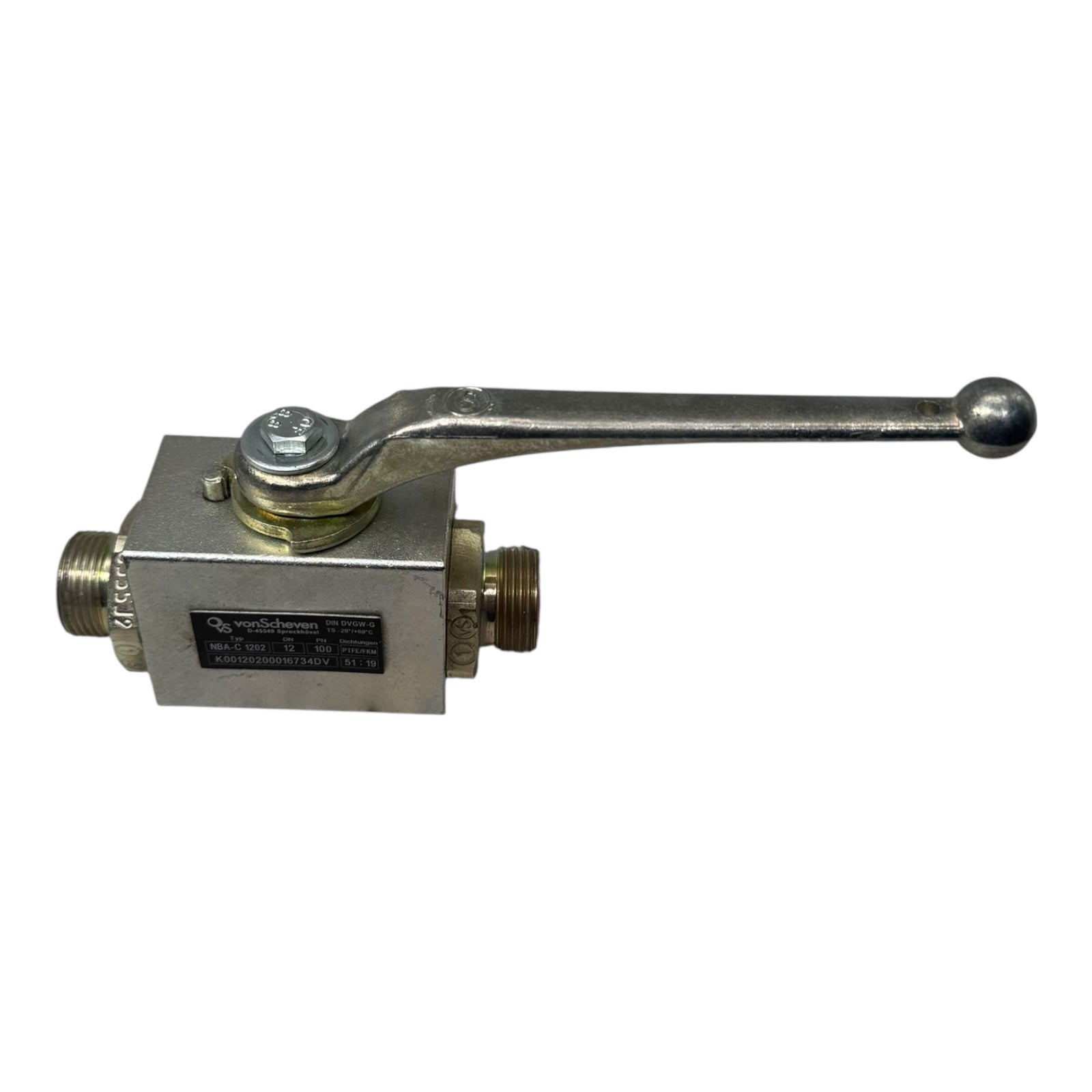 Von Scheven Kugelhahn NBAC1202 G1/2" PN100 Hydraulikventil DIN-DVGW Hochdruck