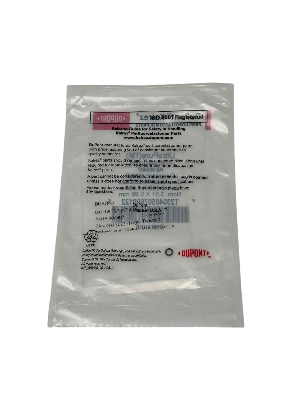 DuPont Kalrez 904407 O-Ring 3,51×0,99 mm 4079UP UltraPure Perfluorelastomer