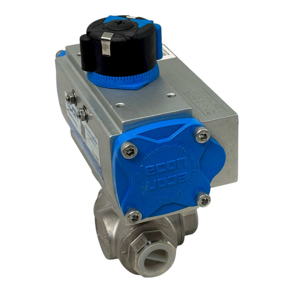 Econ Fig.7902 Pneumatikaktor Double Acting mit 3-Wege Kugelhahn DN15 1/2” CF8M