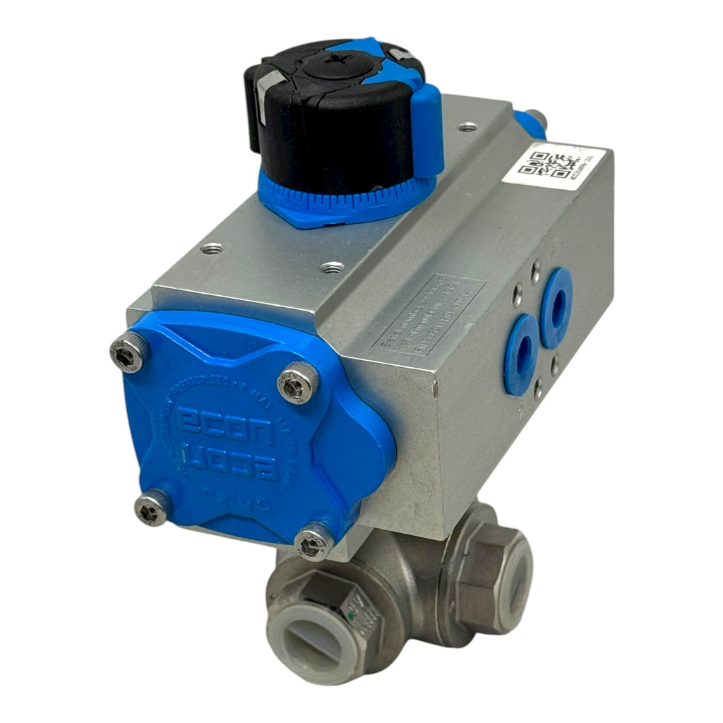 Econ Fig.7902 Pneumatikaktor Double Acting mit 3-Wege Kugelhahn DN15 1/2” CF8M