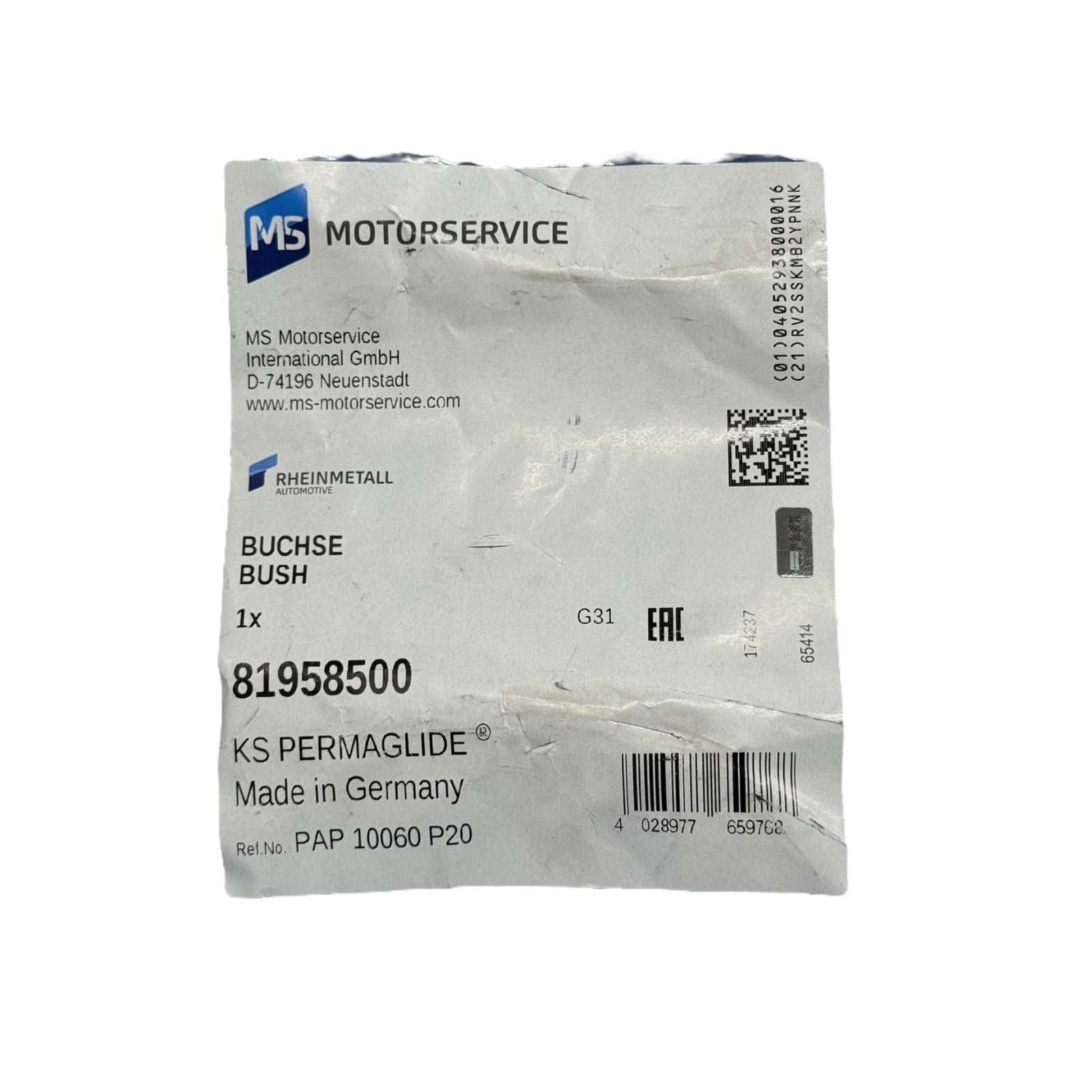 KS Permaglide Buchse PAP 10060 P20 81958500 Gleitlager Ø100x60mm MS Motorservice