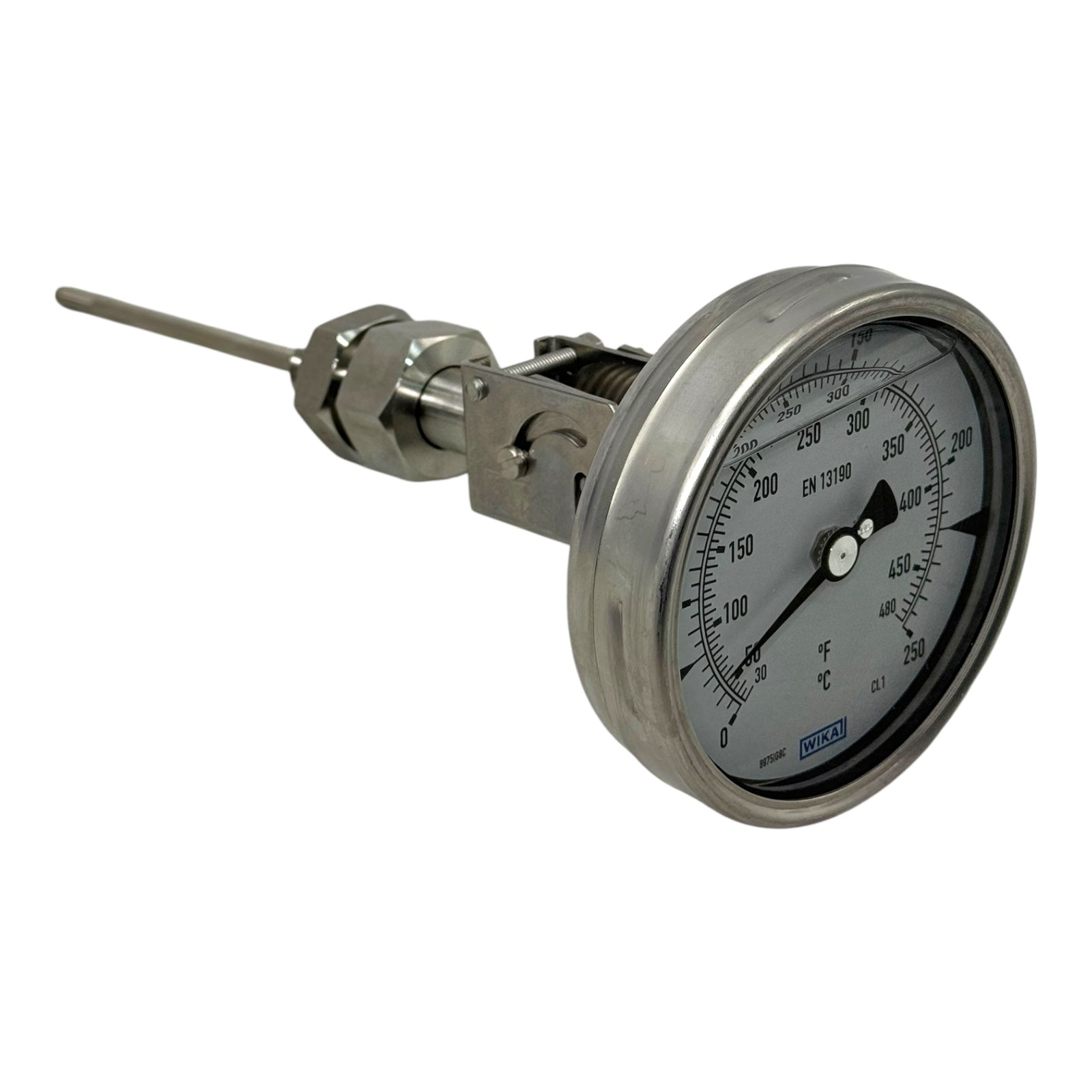 WIKA Bimetallthermometer S5550/5 NG100 0–250°C L=130mm Ø6mm Edelstahl